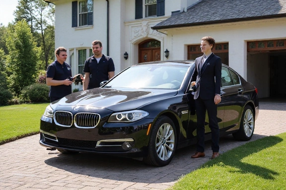 Client VIP recevant son véhicule avec service personnalisé