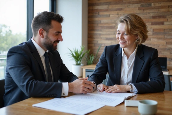 Conseiller financier discutant avec un client